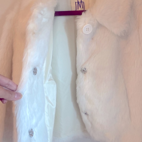 Faux Fur white Jacket/Blazer - Sz L - Picture 4 of 8